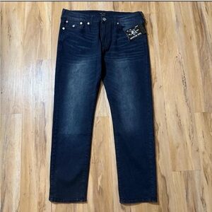 True Religion Mens Jeans Geno Relaxed Slim Jeans Dark Blue Denim 36 X 32 NWT
